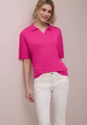 STREET ONE Poloshirt Sommershirt mit breitem elastischem Bund
