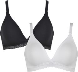 Naturana Soft-BH, (Packung, 2 tlg.), mit feiner Häkelkante, nahtlose Cups