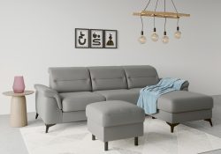 sit&more Ecksofa »Sinatra«, mit Recamiere, optional mit Kopfteilverstellung und Armteilfunktion oder mit Kopfteilverstellung, Armteilfunktion, Bettfunktion und Bettkasten, mattschwarze Metallfüsse