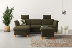 Home affaire Ecksofa »Trelleborg«, Federkern-Polsterung, wahlweise mit Bettfunktion und Bettkasten, Kopfstützen optional
