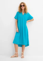 bonprix Kaftan-Kleid aus weichem Musselinblau 52Damen