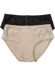 bonprix Maxislip Packung, 2 Stk. über die Hüfte geführt, mit floraler Spitze auf der Vorderseite