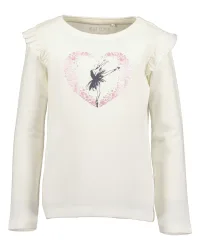 Blue Seven Langarmshirt Baumwolle, Rüschen, Motiv mit Tüllapplikation und Glitzerdruck
