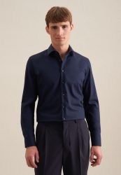 Seidensticker - Business Hemd Slim Fit Langarm Uni, für Herren, Dunkelblau, Größe 43