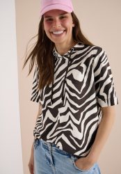 Cecil Kapuzensweatshirt, Kurzarm-Shirt mit Kapuze und Zebraprint