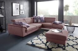 sit&more Ecksofa, 12 cm Fusshöhe, inklusive Sitztiefenverstellung, wahlweise Kopfteilverstellung, wahlweise in 2 unterschiedlichen Fussfarben