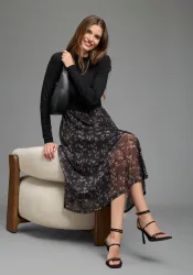Laura Scott Meshkleid Ohne Tasche  Ohne Taschen aus elastischer Viskosemischung, figurbetonte Passform, Langarm-Design