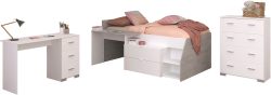 Parisot Jugendzimmer-Set »Parisot Milky 15«, (3 tlg.), viel Stauraum, halbhohes Hochbett