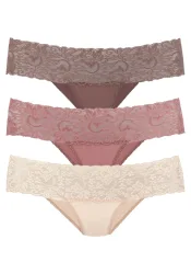 Vivance Brasilslip 3er-Pack, aus elastischer Baumwolle mit floraler Spitze