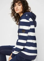bonprix Kapuzensweatshirt, lockere Passform, gestreiftes Design, aus 100% Baumwolle