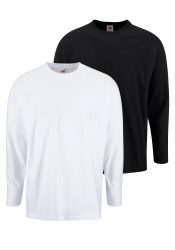 Fruit of the Loom Langarmshirt Packung, 2 Stk. aus reiner Baumwolle, 2-er Pack