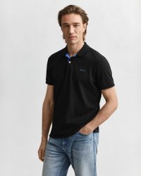Gant - Poloshirt  1er Pack Bequem sitzend-REGULAR CONTRAST PIQUE RUGGER, für Herren, Schwarz, Größe M