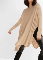bonprix Long-Pullover aus Viskose-Mixbeige 52Damen