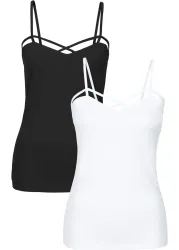 bonprix Shirttop Packung, 2 schmale Passform, ärmelloses Design