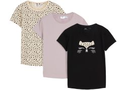 bonprix T-Shirt Packung, 3er, aus Baumwolle, mit Elasthan-Anteil, Kurzarm-Design, Regular Fit