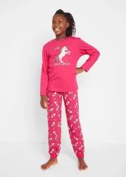 bonprix Pyjama aus reiner Bio-Baumwolle (2-tlg. Set)pink 140Mädchen