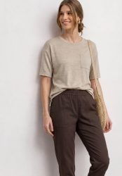 STREET ONE Rundhalsshirt Sommershirt mit Rundhals und Brusttasche/Melange-Look