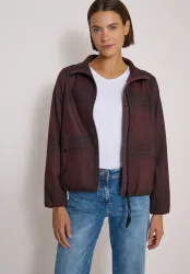 Karierte Jacke in Wolloptik mit Stehkragen