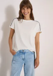 T-Shirt mit Boat Neck und Leo-Piping
