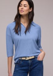 STREET ONE 3/4-Arm-Shirt mit Polokragen und V-Ausschnitt