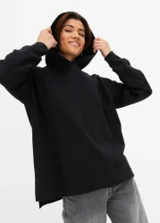 bonprix Hoodie, Oversized Form, reine Baumwolle, mit Seitenschlitzen, vokuhila Look