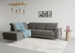 sit&more Ecksofa »Sinatra«, mit Ottomane, optional mit Kopfteilverstellung und Armteilfunktion oder Kopfteilverstellung, Armteilfunktion, Bettfunktion und Stauraum, chromfarbene Metallfüsse