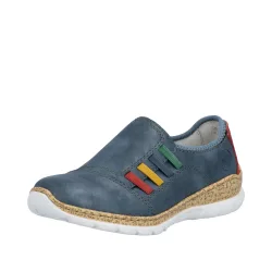 Rieker Slipper Slip-on Sneaker, Schlupfschuh, Halbschuh mit bunten Stretcheinsätzen