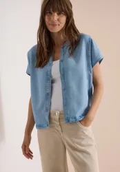Cecil Blusentop seitliche Tunnelzüge, Lyocell-Qualität, Blouson-Optik