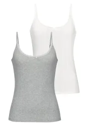 Vivance Unterhemd 2er-Pack, aus weicher Pointelle-Ware mit Spitze, reine Baumwolle