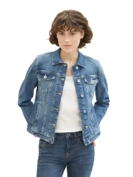 TOM TAILOR Jeansjacke ohne Kapuze mit Knopfleiste und Hemdkragen
