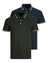 Jack & Jones - 2er-Set Poloshirts  paulos, für Herren, Blau Bunt, Größe XXL