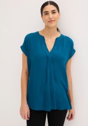 bonprix Tunika eleganter Look, Kurzarm-Design, Regular Fit, mit Henley-Kragen
