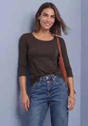 Basic T-Shirt mit 3/4 Arm
