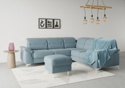 sit&more Ecksofa »Sinatra«, optional mit Kopfteilverstellung und Armteilfunktion oder Kopfteilverstellung, Armteilfunktion, Bettfunktion und Schubkasten, langer Schenkel links oder rechts bestellbar, chromfarbene Metallfüsse