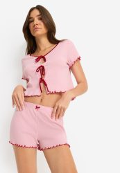 LSCN by LASCANA Shorty 2 tlg. mit Schleifen zum Binden