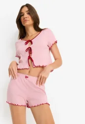LSCN by LASCANA Shorty 2 tlg. mit Schleifen zum Binden