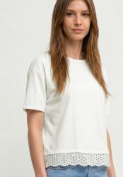 STREET ONE Kurzarmshirt Sommershirt mit Spitzenborte am Saum