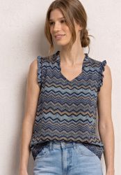 STREET ONE Blusentop Sommerbluse mit Zick-Zack-Muster