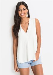 bonprix Shirttop bequeme Passform, aus Viskose-Mix, V-Ausschnitt