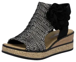 Rieker Schaftsandalette Keilsandale, Sommerschuh, Plateausandalette mit Blüte