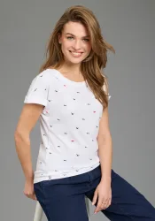 KangaROOS Print-Shirt kurzärmelig, figurumspielend, mit Print, mit Rundhalsausschnitt