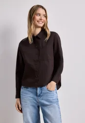 Langarm Bluse mit Hemdkragen aus Twill