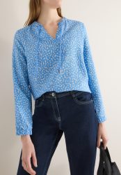 Cecil Langarmbluse mit Minimalprint und Splitneck