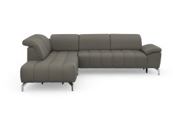 sit&more Ecksofa »Cool«, wahlweise mit Kopfteilverstellung und Vorziehsitz, motorisch,mit silberfarbenen Füssen