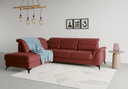 sit&more Ecksofa »Sinatra«, mit Ottomane, optional mit Kopfteilverstellung und Armteilfunktion oder mit Kopfteilverstellung, Armteilfunktion, Bettfunktion und Stauraum, mattschwarze Metallfüsse