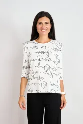 Seidel Moden 3/4-Arm-Shirt 3/4 -Arm- Sommershirt mit grafischem Muster / MADE IN GERMANY
