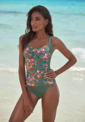 Lascana - Badeanzug, für Damen, Grün, Größe 44