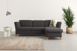 Home affaire Ecksofa »Trelleborg«, Federkern-Polsterung, wahlweise mit Bettfunktion und Bettkasten, Kopfstützen optional