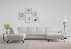 sit&more Wohnlandschaft »Fashion«, wahlweise mit Kopfteilverstellung und Vorziehsitz, motorisch, mit schwarzen Metallfüssen