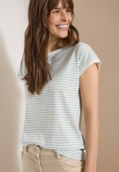 Cecil T-Shirt lässiger Streifenlook, Rundhals, softer Materialmix